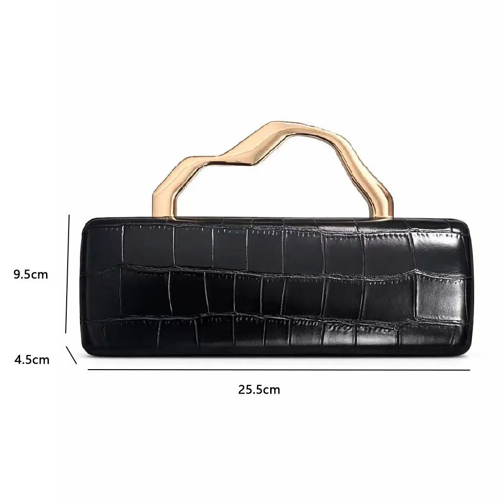 Crocodile Pattern Brand Women S Handbag Brown Gold Rectangular Bag High-End Luxury Designer Shoulder