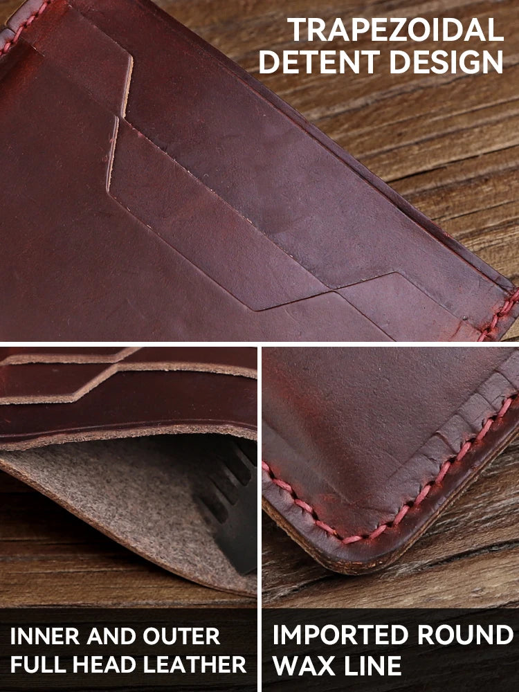 Slim Handmade Leather Card Wallet with Coin Pocket