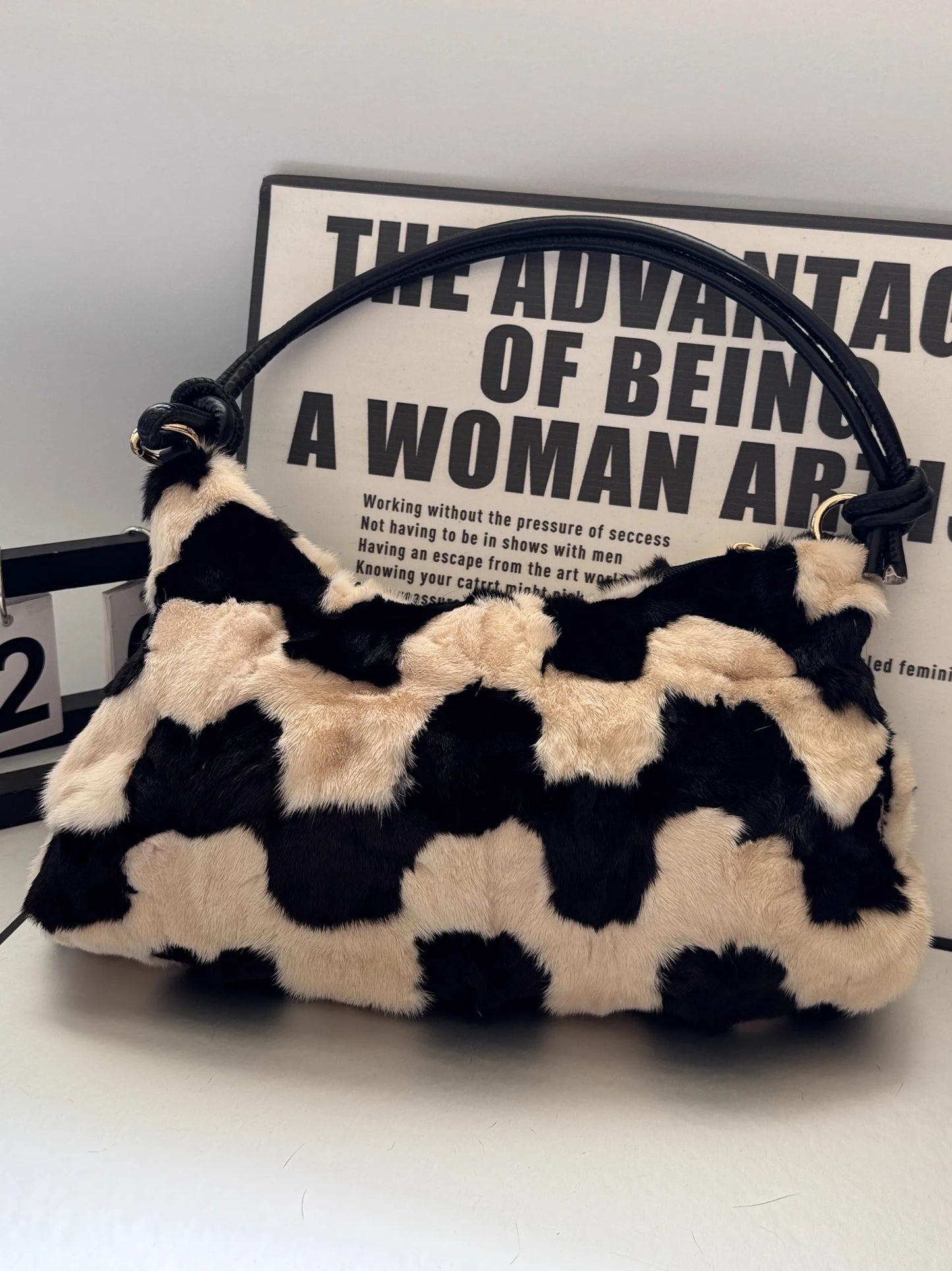 Mew Real Mink Fur Natural Cloud Winter Thick Bag Single Shoulder Women Fluffy Evening Ladies - Thick