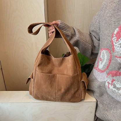 Women's Luxury Suede Tote Bag – Large Crossbody Handbag