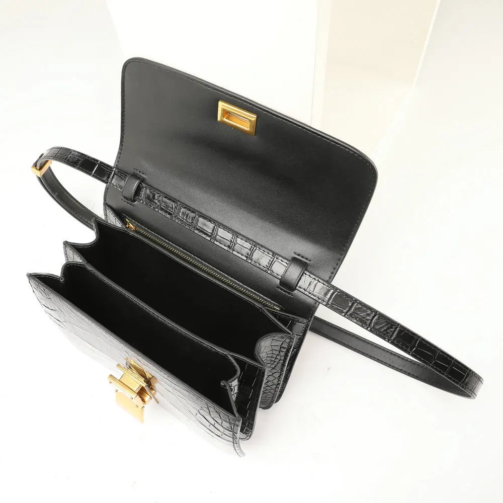 Crocodile Leather Crossbody Bag for Women – Square Shoulder Bag