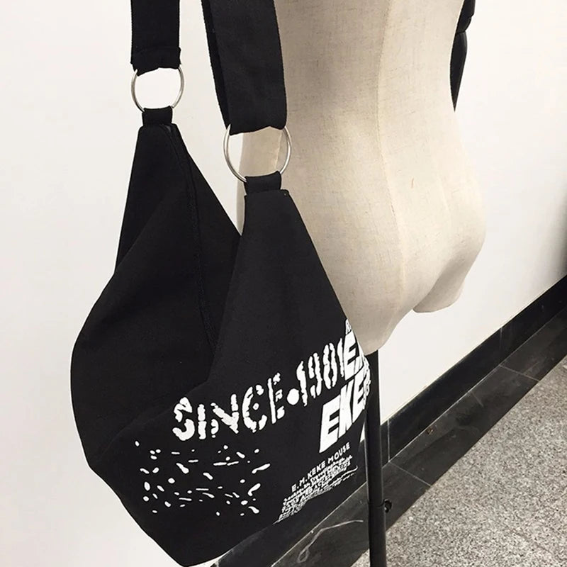 Large Canvas Hobo Shoulder Bag for Women – Letter Print
