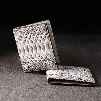 Python Skin Genuine Leather Bifold Wallet – Multi Card Slots