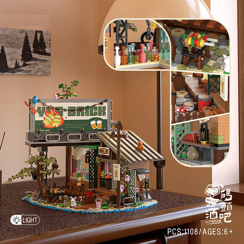 Micro Dock Bar MOC Set – 1100-Piece LED-Ready Diorama