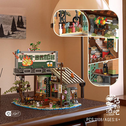 Micro Dock Bar MOC Set – 1100-Piece LED-Ready Diorama
