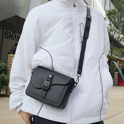 Men's Leather Crossbody Bag – Small Square Shoulder Bag