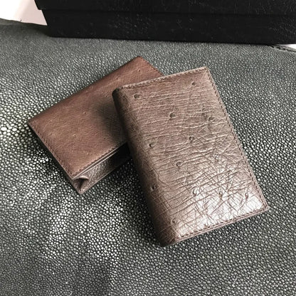 Ostrich Skin Genuine Leather Men's Card Holder Wallet