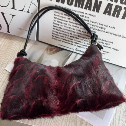 Mew Real Mink Fur Natural Cloud Winter Thick Bag Single Shoulder Women Fluffy Evening Ladies - Thick