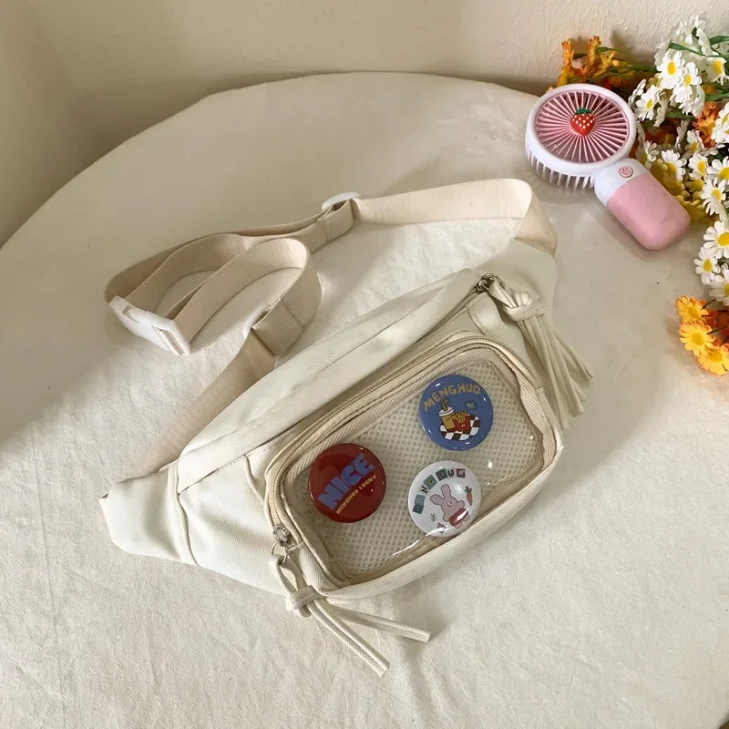Kawaii Itabag Clear Window Fanny Pack Waist Bag for Pin Display