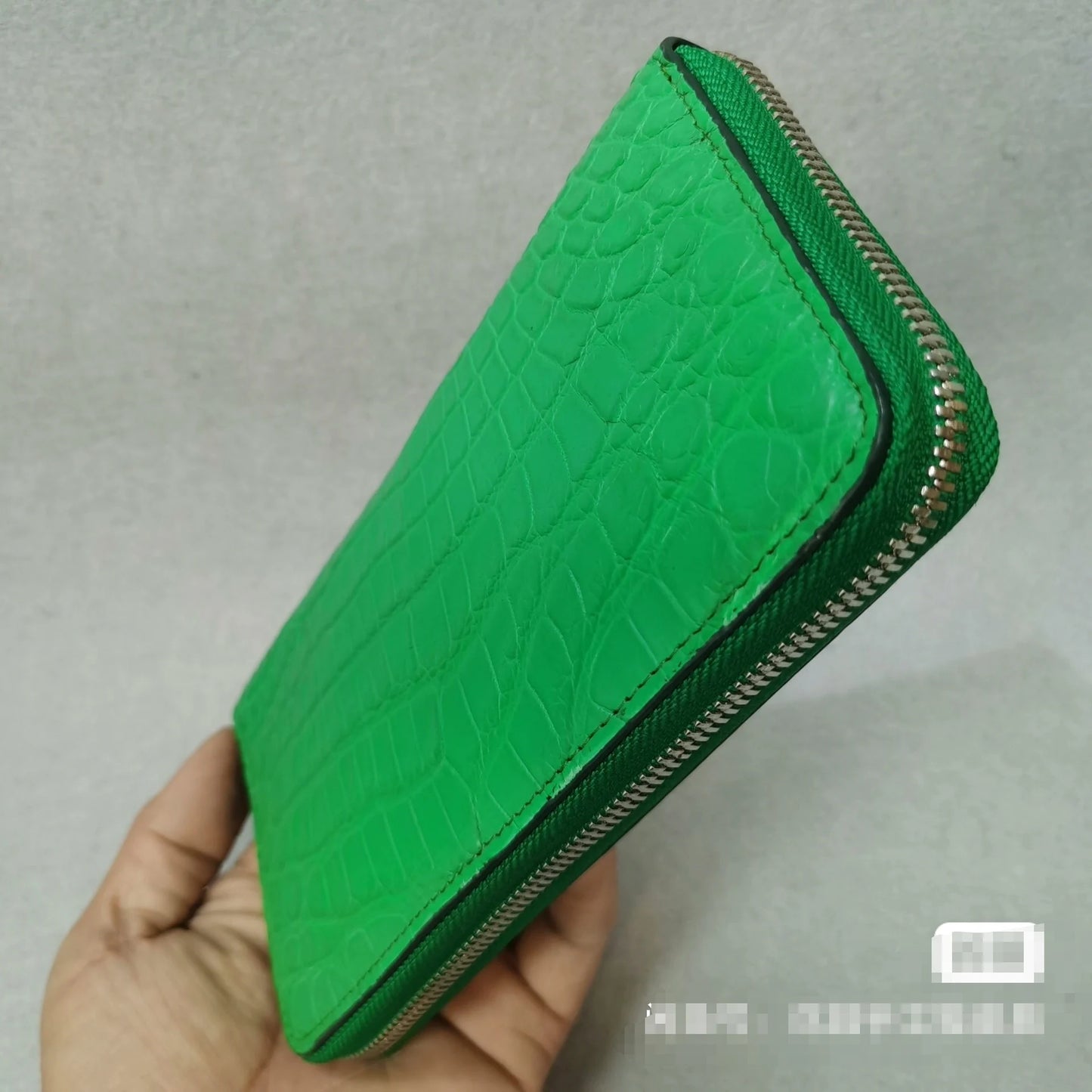 Genuine Crocodile Leather Long Zipper Wallet – Green