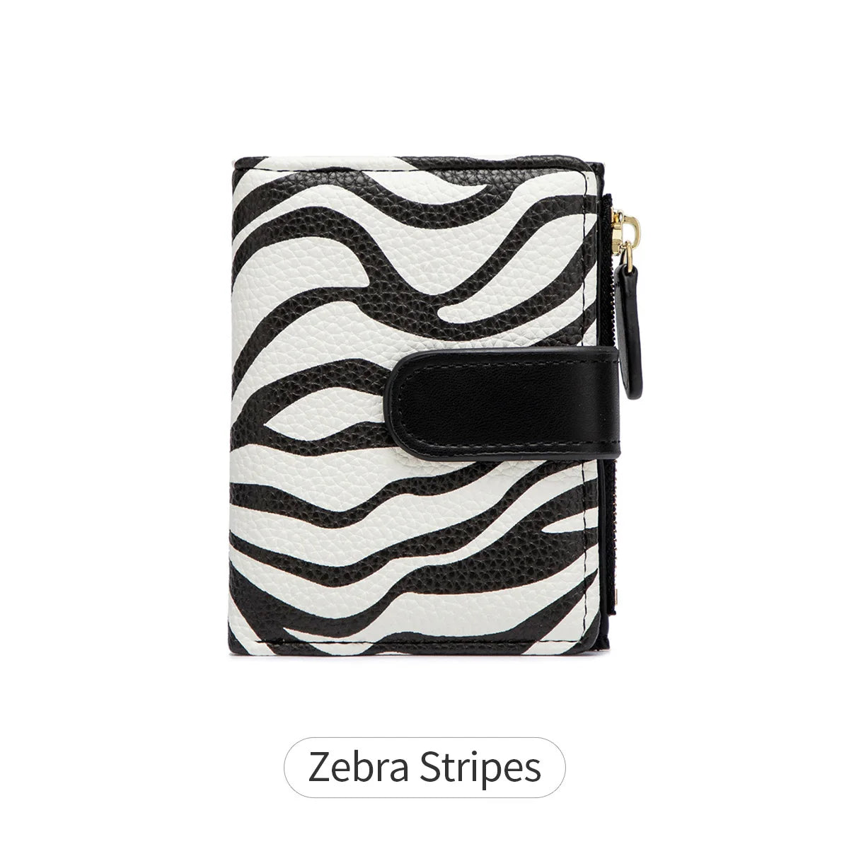 Animal Print Small Bifold Wallet for Women with Zipper