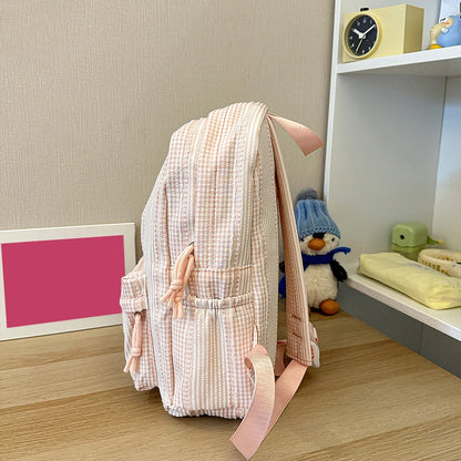 Cute Pastel Stripe Backpack for Teen Girls – Soft School Bag