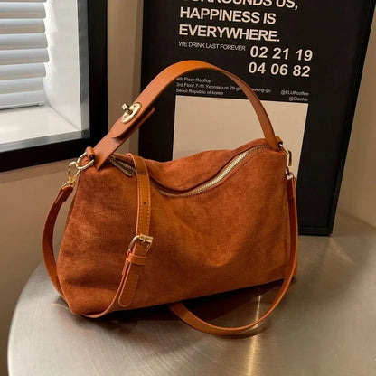 Retro Frosted Crossbody Bag Large Capacity Shoulder Tote for Women