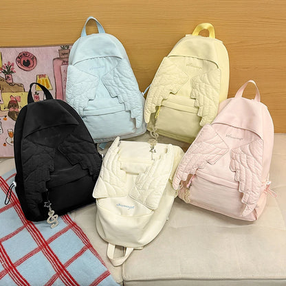 Angel Wing Nylon Backpack – Large Capacity Lightweight School Bag