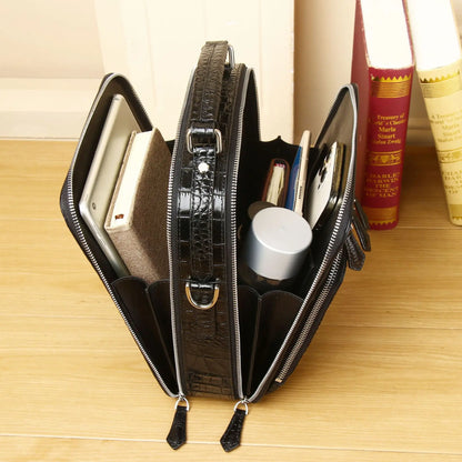 Alligator Pattern Genuine Leather Men's Messenger Bag – Business Briefcase