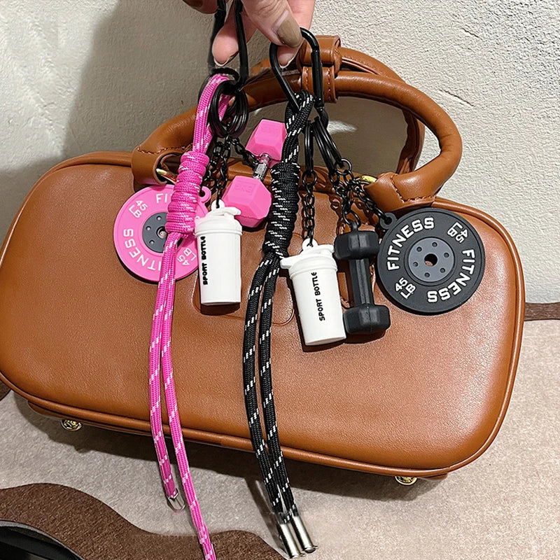 Mini Dumbbell Fitness Keychain with Nylon Rope