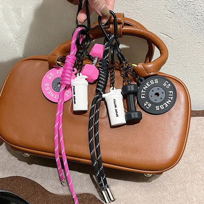 Mini Dumbbell Fitness Keychain with Nylon Rope