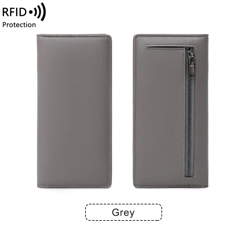 RFID Blocking Women's Long Leather Travel Wallet with Passport Holder & Card Slots