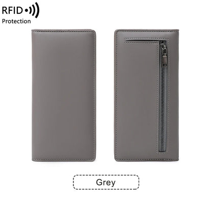 RFID Blocking Women's Long Leather Travel Wallet with Passport Holder & Card Slots