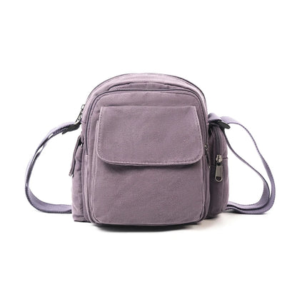 Mini Canvas Crossbody Bag for Women – Multi-Pocket Shoulder Purse