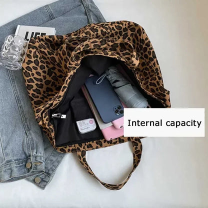 Leopard Print Crossbody Bag – Large Women's Shoulder Tote