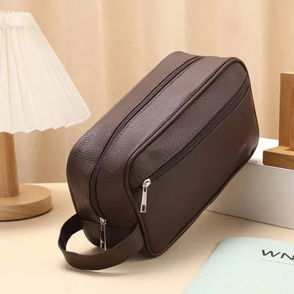 Men's Waterproof Travel Toiletry Bag – PVC Lychee Pattern Dopp Kit