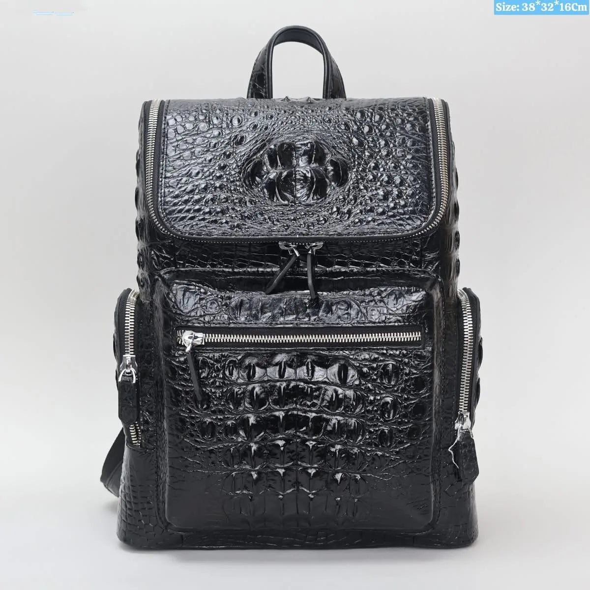 Crocodile Leather Men's Backpack – Large Capacity Laptop Bag