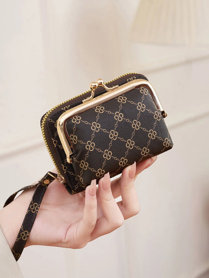 Women's Retro Coin Purse with Wrist Strap & Multi-Slot Card Holder