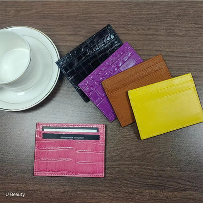 Slim Leather Card Holder Wallet for Women – Minimalist Multi-Slot Cardholder