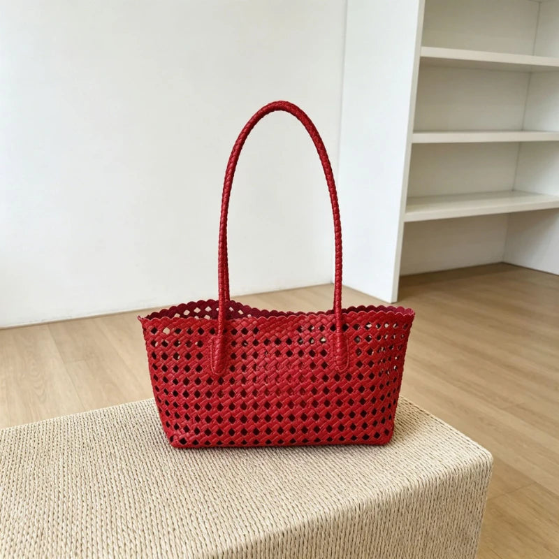 Hollow Woven Basket Shoulder Bag – Large Boho Vacation Tote