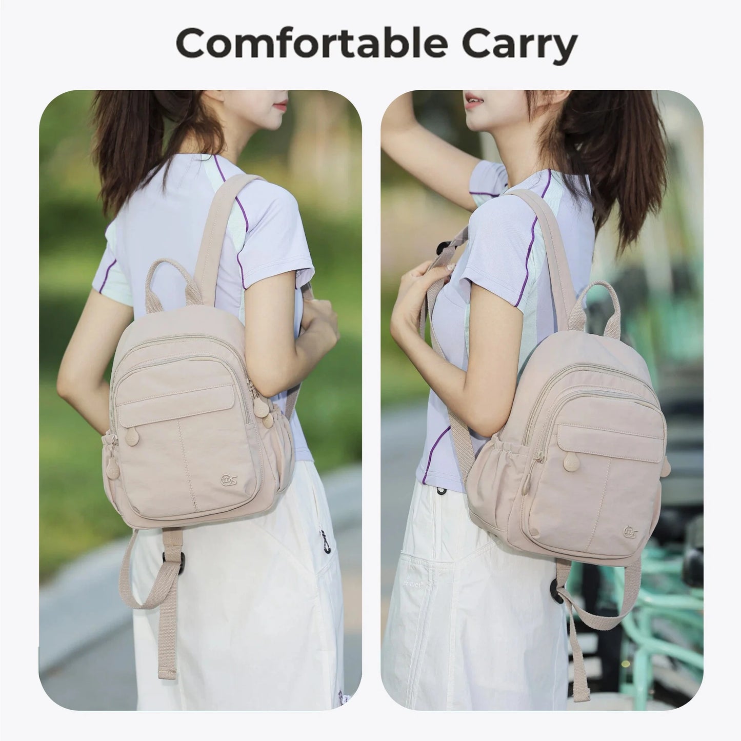 Mini Nylon Backpack for Women – Multi-Pocket Travel & Daily Bag