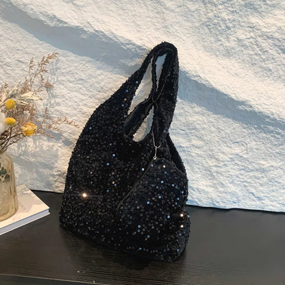 Sequin Tote Bag – Women's Slouchy Hobo Shoulder Handbag