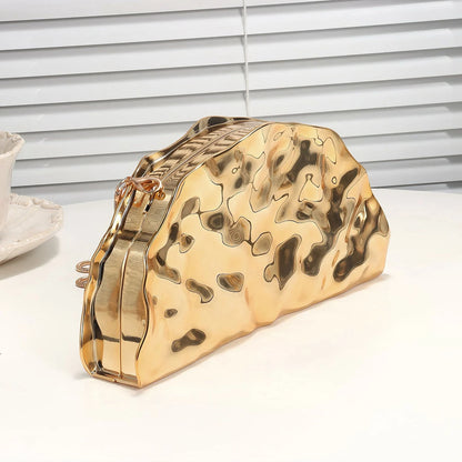 Metallic Acrylic Scallop Evening Clutch Bag for Women – Luxury Half-Moon Purse