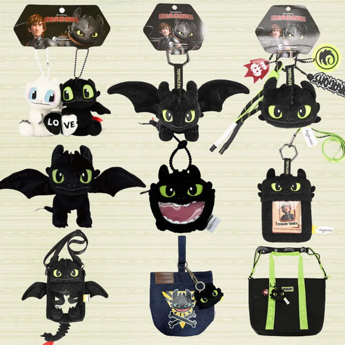 Toothless Plush Keychain & Denim Tote Bag – How to Train Your Dragon Gift