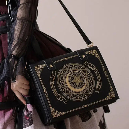 Gothic Magic Book Shoulder Bag – Y2K Aesthetic Crossbody Purse