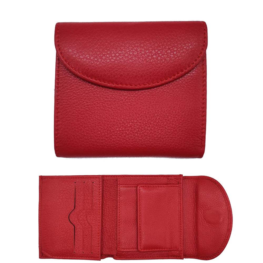 Women's Genuine Leather Short Wallet – Flap Closure with Card Holders