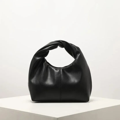 Ruched PU Leather Shoulder Bag – Women's Small Crossbody Clutch