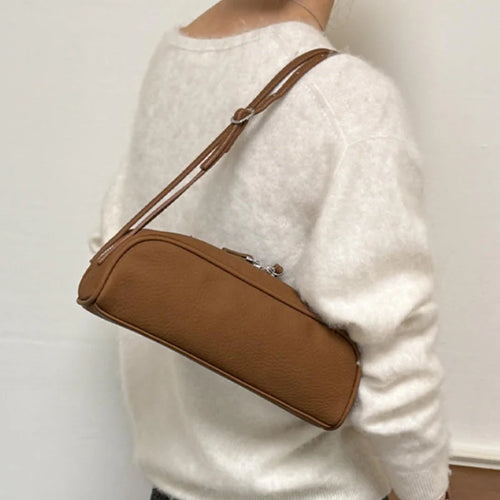 Lychee Texture Shoulder Bag – Korean Minimalist Underarm Bag for Women