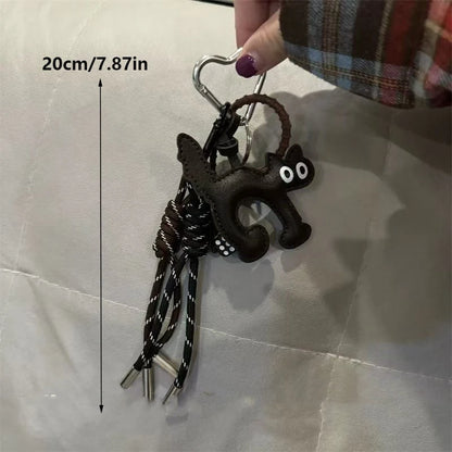 Cat Keychain Pendant – PU Leather Bag Charm & Car Key Ring
