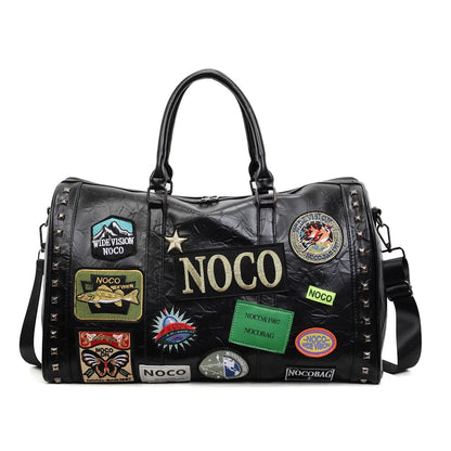 PU Leather Duffle Bag – Patch Detail Gym & Travel Bag for Men & Women