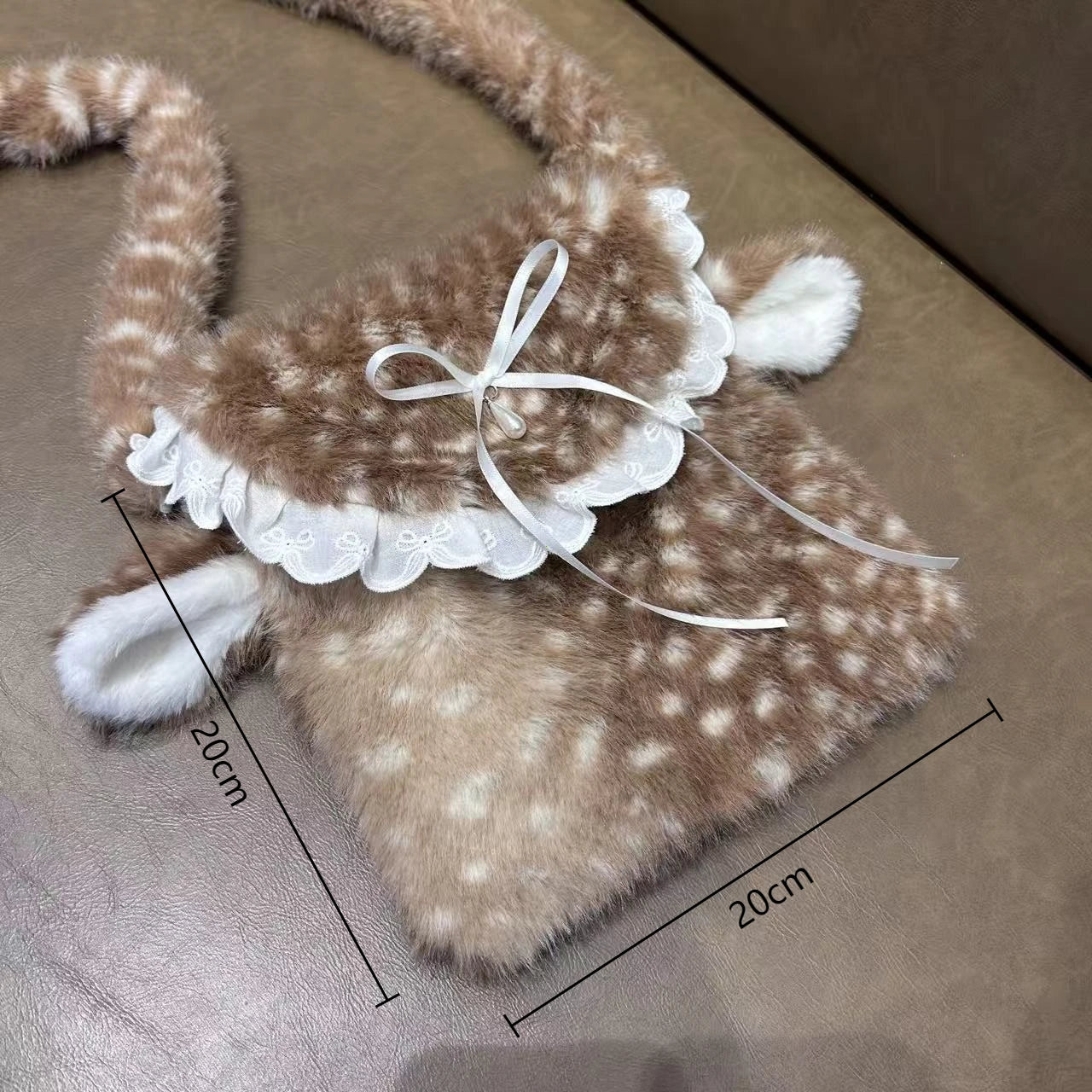 Kawaii Plush Crossbody Bag – Cute Fuzzy Deer Handbag for Women