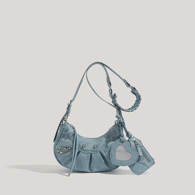 Crossbody Shoulder Bag for Women – Retro Studded Underarm Purse