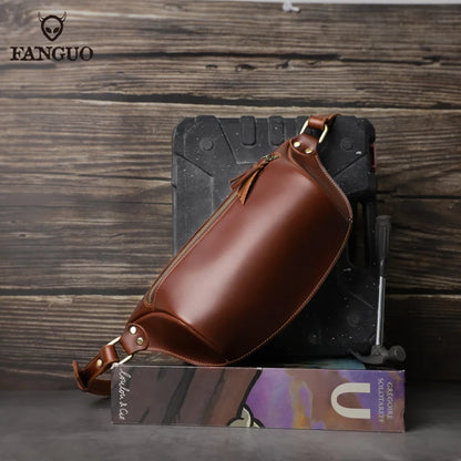 Leather Chest Bag for Men – Handmade Vintage Crossbody & Shoulder Pack