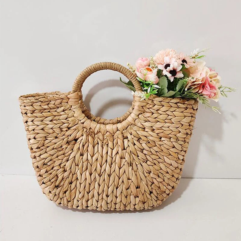 Handwoven Straw Beach Bag – Bohemian Wicker Tote for Women