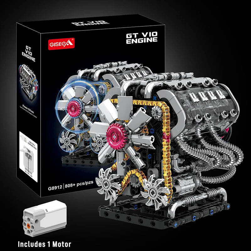 GT V10 Engine MOC Building Blocks – Motorized Technic Model