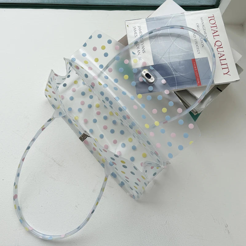 Transparent Pvc Dot Women Handbags Designer Swee Tjelly Bag Lovely Summer Cute Flap Square Bags