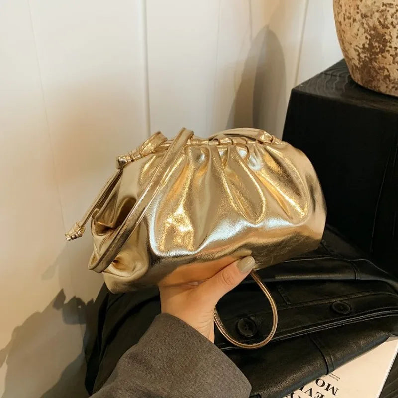Ruched Cloud Hobo Bag – Soft PU Leather Crossbody for Women