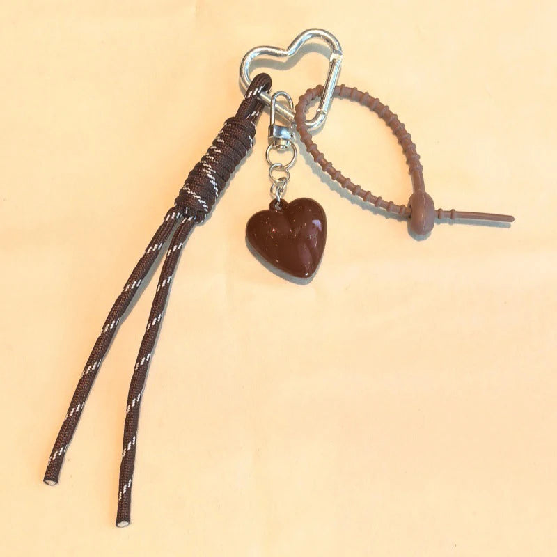 Heart Charm Keychain with Braided Rope – Bag Pendant & Phone Lanyard
