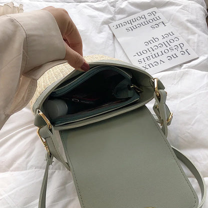 Straw Bucket Bag Women's Summer Crossbody Handbag