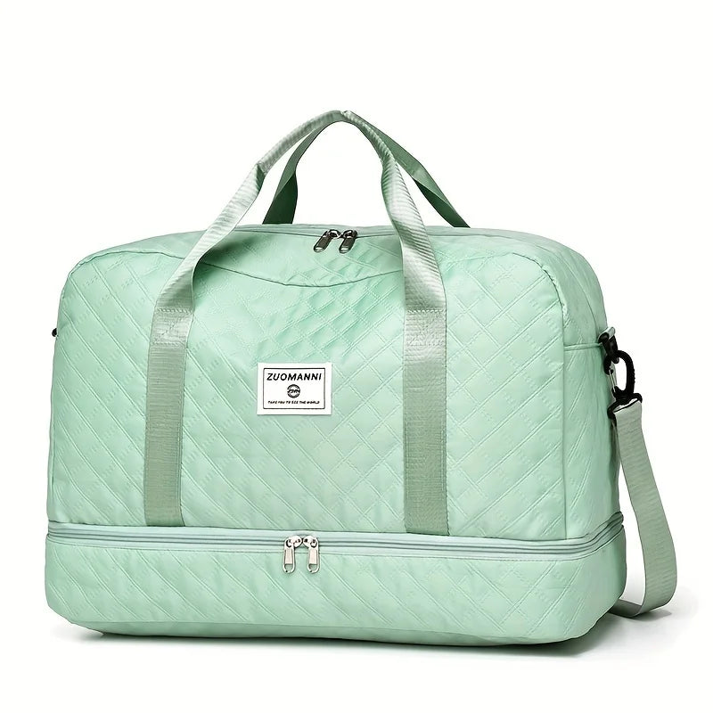 Large Capacity Nylon Travel Duffel Bag with Shoe Compartment
